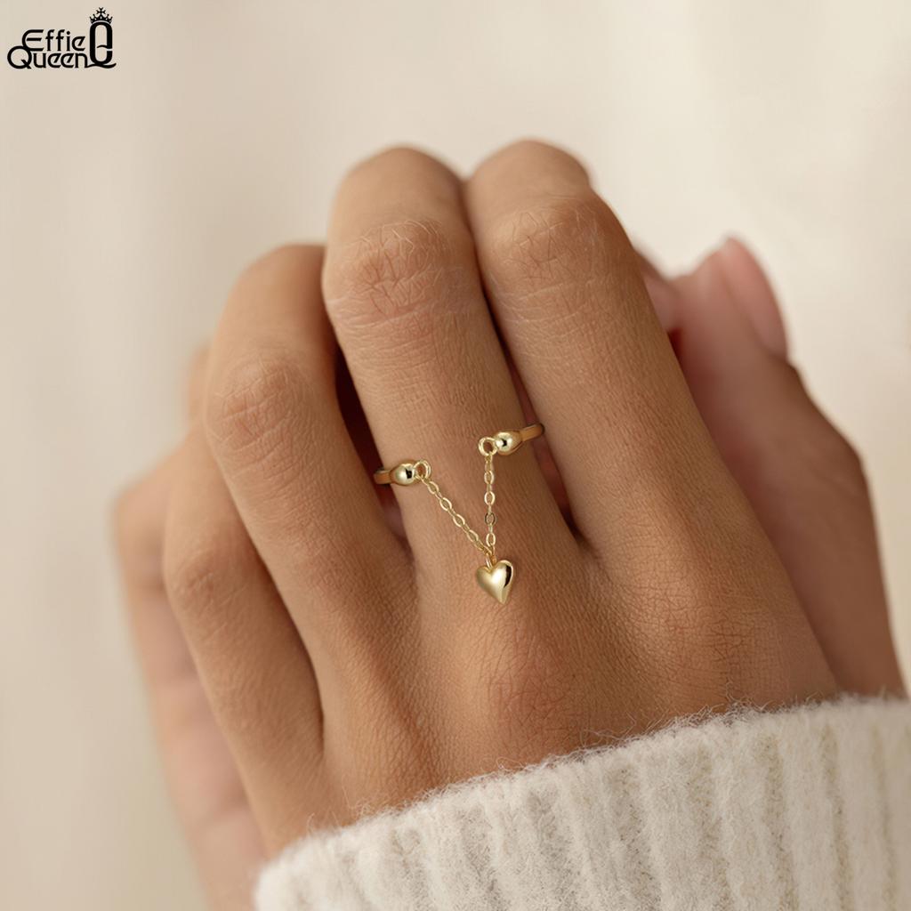 Effie Queen 925 Sterling Silver Open Ring With 4mm Heart Decoration Finger Accessory Women Jewelry Romantic Gift for Her APR40