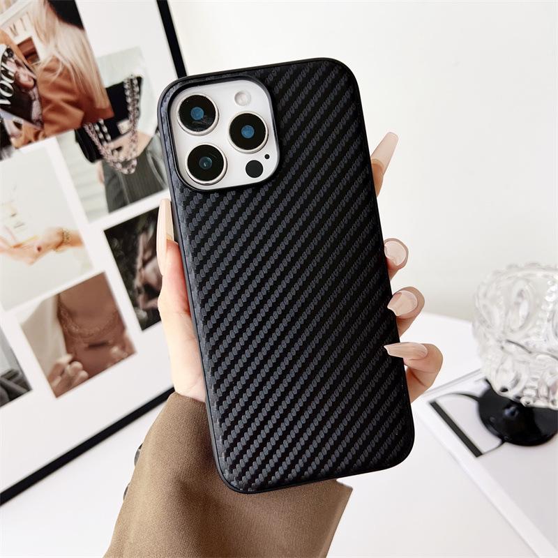 Lederstruktur Stoßfeste Schutzhülle für iPhone 17 Pro Max, 16 Pro und 15 Matt.
