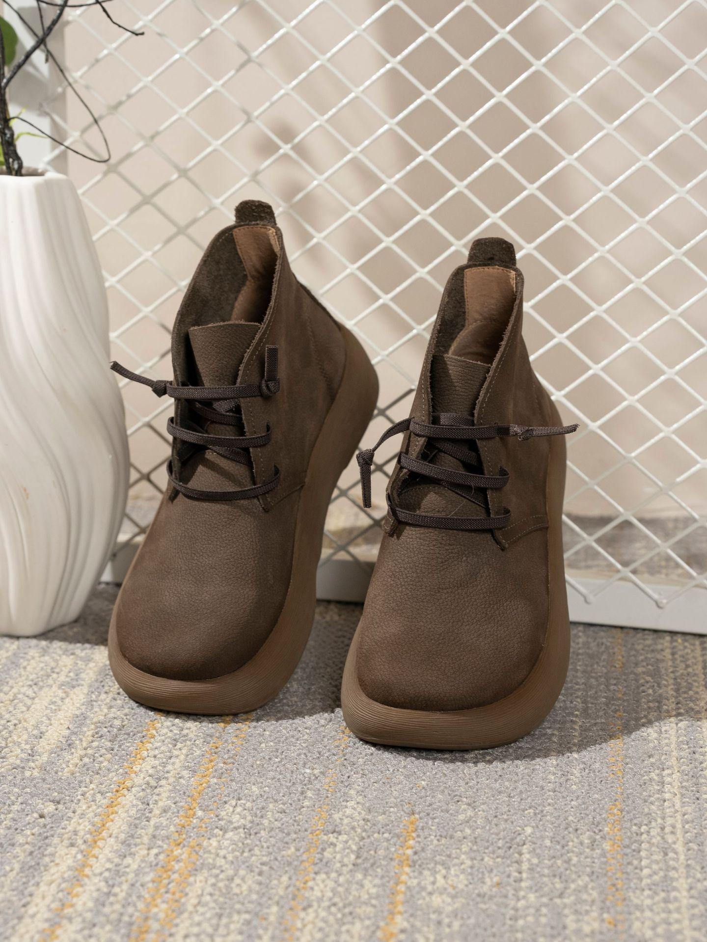 

Женские ботинки Мартин на платформе из коровьей кожи, новые универсальные кожаные короткие ботинки из бархата, повседневные, в стиле ретро 40 серый