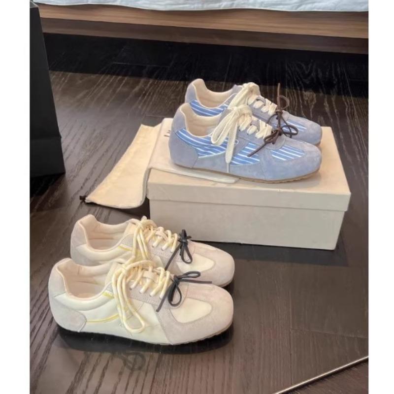 Retro contrasting color splicing flat bottom women's new fashionable versatile comfortable lightweight ballet style