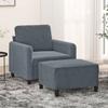 VidaXL Armchair with Footrest Dark Grey 60 Cm Velvet, Sofa, Armchair, TV Armchair, Single Sofa, Sofa, Sofa 3201165