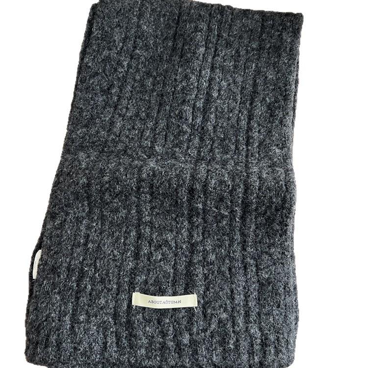 Solid Color Korean Style Cable Knit Scarf for Women - Warm Wool Neck Warmer for Autumn and Winter