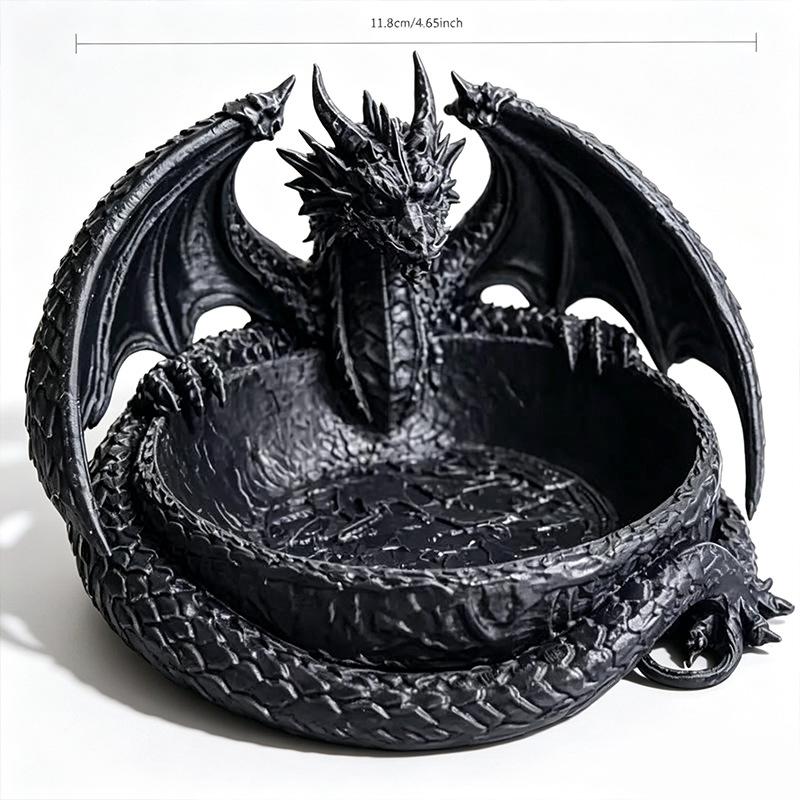3D Printing Dragon Shaped Jewelry Tray Unique Dark Style Dragon Trinket Bowl Plastic Gothic Key Coin Storage Holder