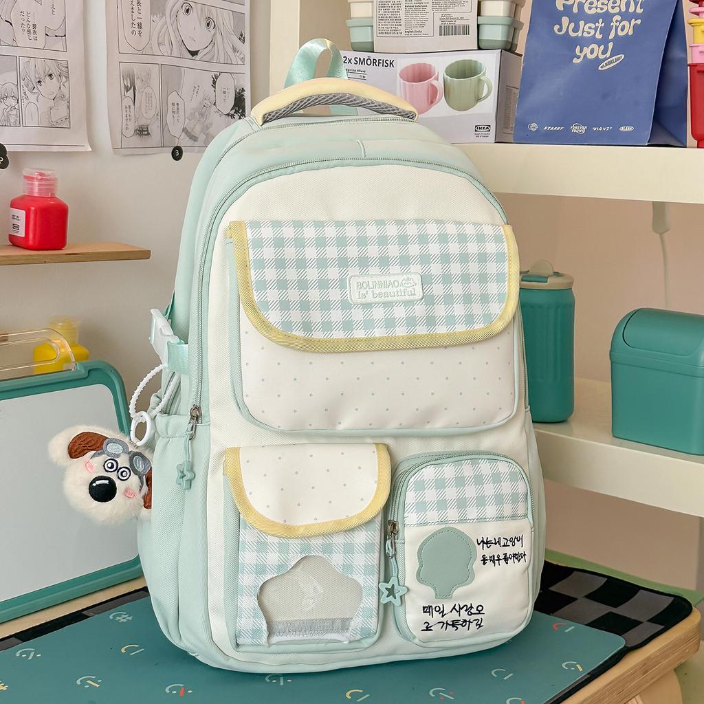 Schoolbag new schoolbag high value dopamine cute female backpack campus middle and high school students large capacity backpack pain bag