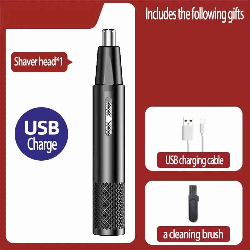 Electric Nose/Ear Hair Trimmer - USB Rechargeable Metal Body, Unisex Precision Grooming Device