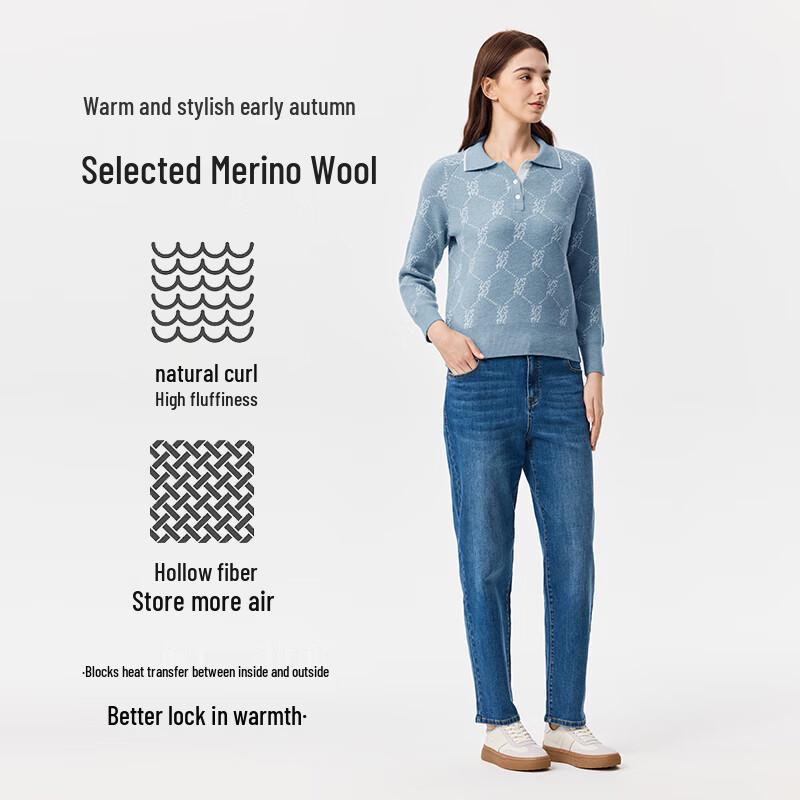 U.S. POLO ASSN. Women's Wool Blend Long Sleeve Knit Polo Sweater