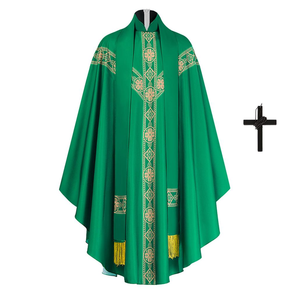 Men's Priest Long Robe Costume for Halloween Church Stage Performance