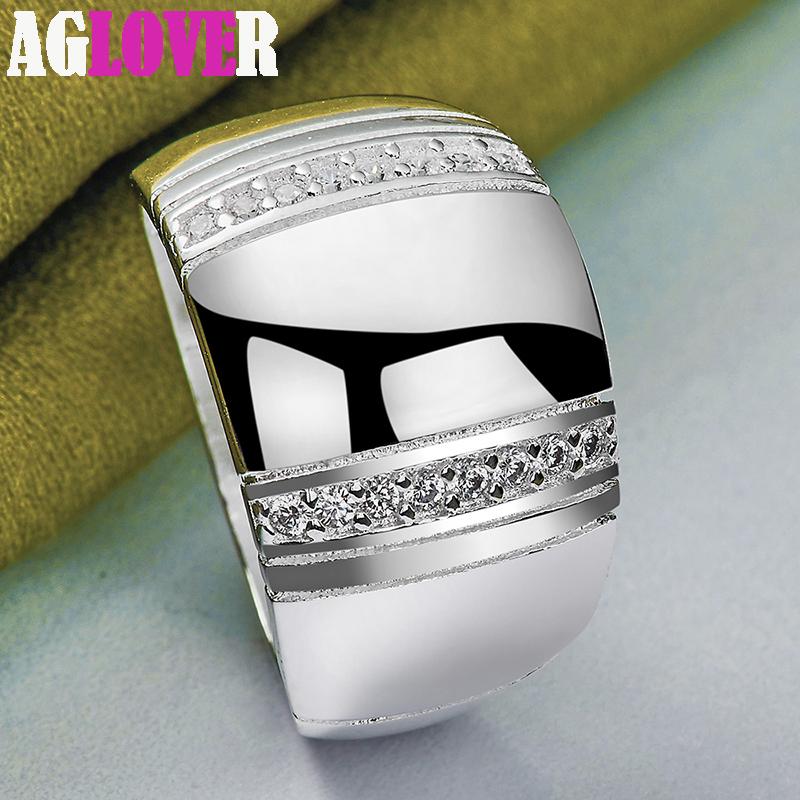 925 Sterling Silver Big Smooth AAA Zircon Ring Jewelry
