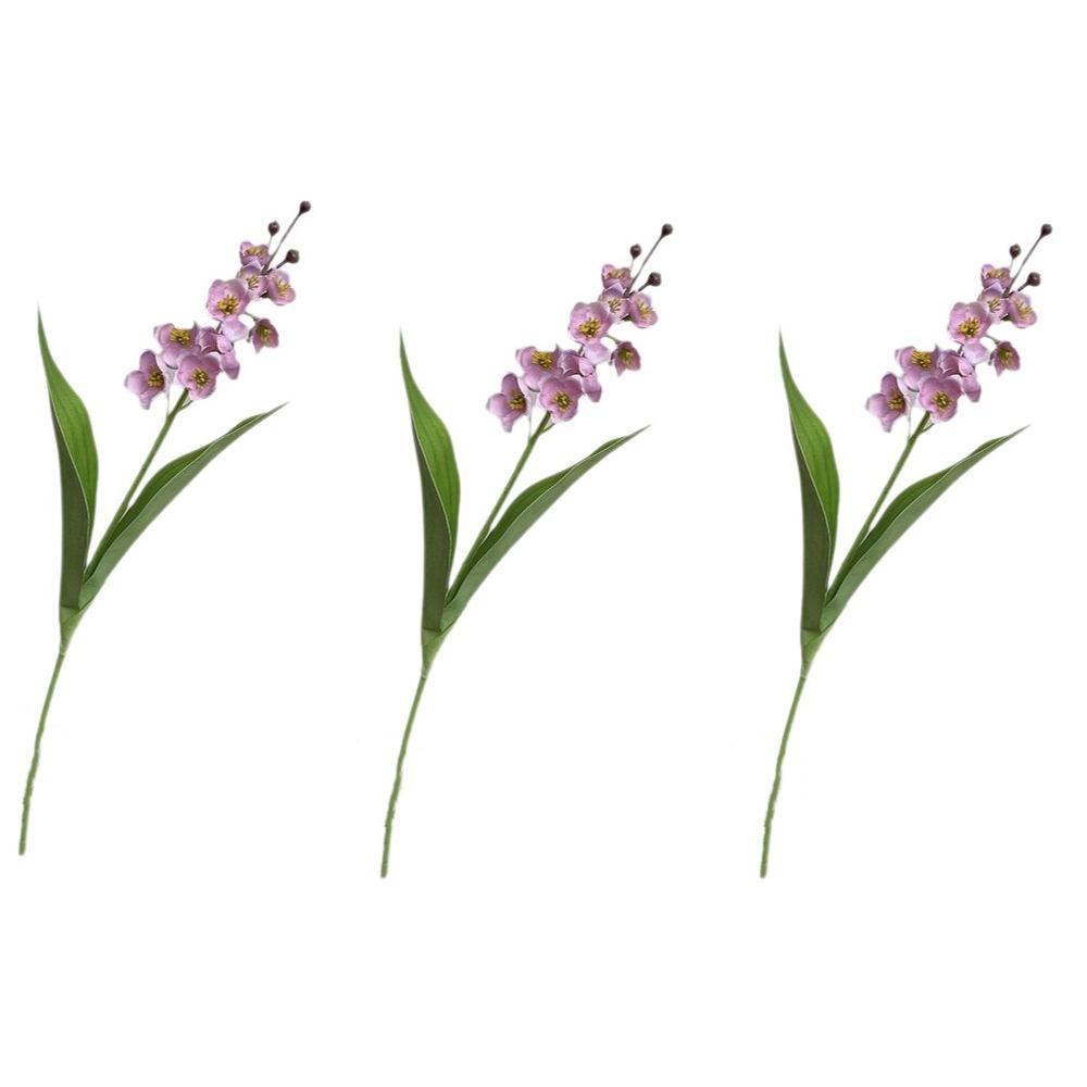 

3PCS Multi-color Silk Flower Bouquets Lifelike Wind Chime Grass Fake Flowers Desktop Decoration фиолетовый