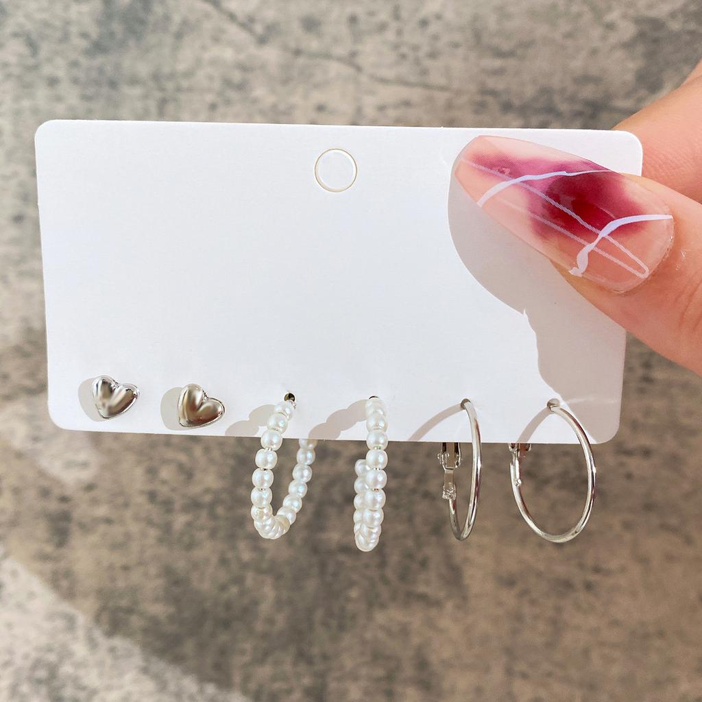 Silver Color Heart Dangle Earrings Set Vintage Butterfly Metal Geometric Drop Earring for Women 2023 Fashion Trendy Jewelry Gift