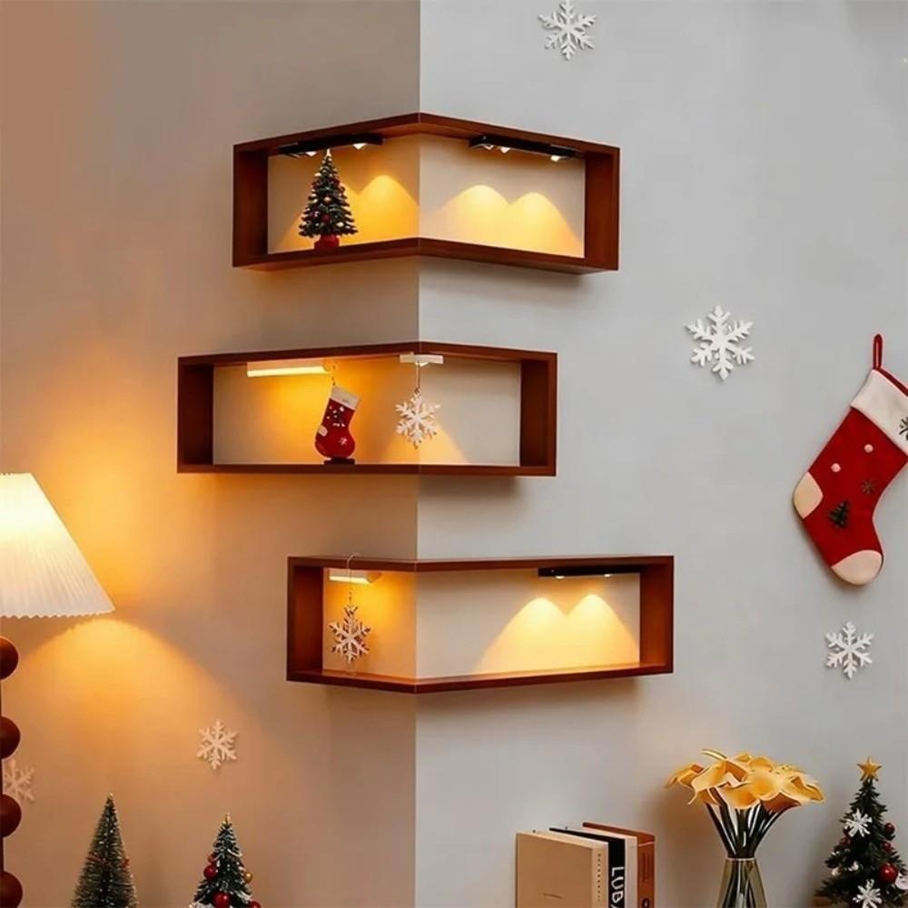 90 Degree Corner Wall Shelf Wall Mounted Floating Shelf Wooden Display Shelf Suspended Wall Hanging Storage Rack Home