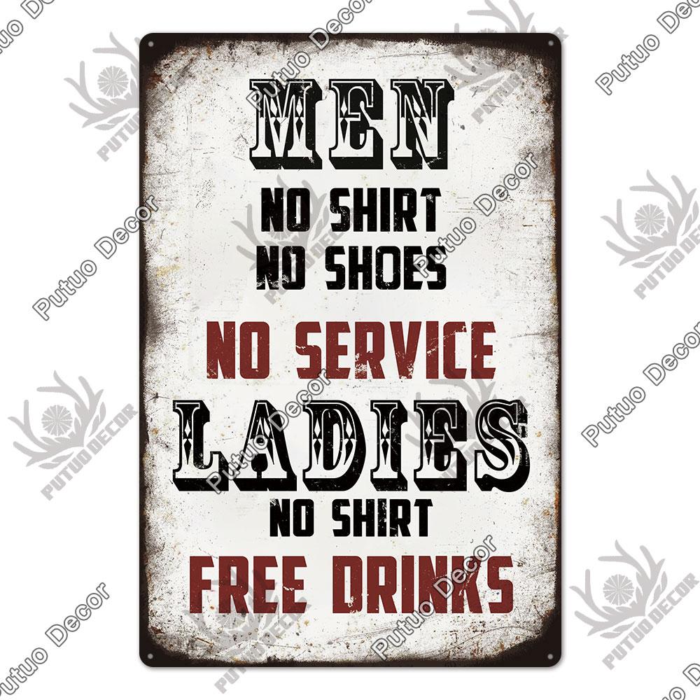 Putuo Decor Funny Beer Metal Sign Vintage Plaque Tin Sign Alcohol Drinker Sign for Bar Pub Club Man Cave Kitchen Wall Decoration