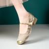 Mary Jane square head single shoes with thick heels single shoes splicing single shoes female celebrity with cheongsam
