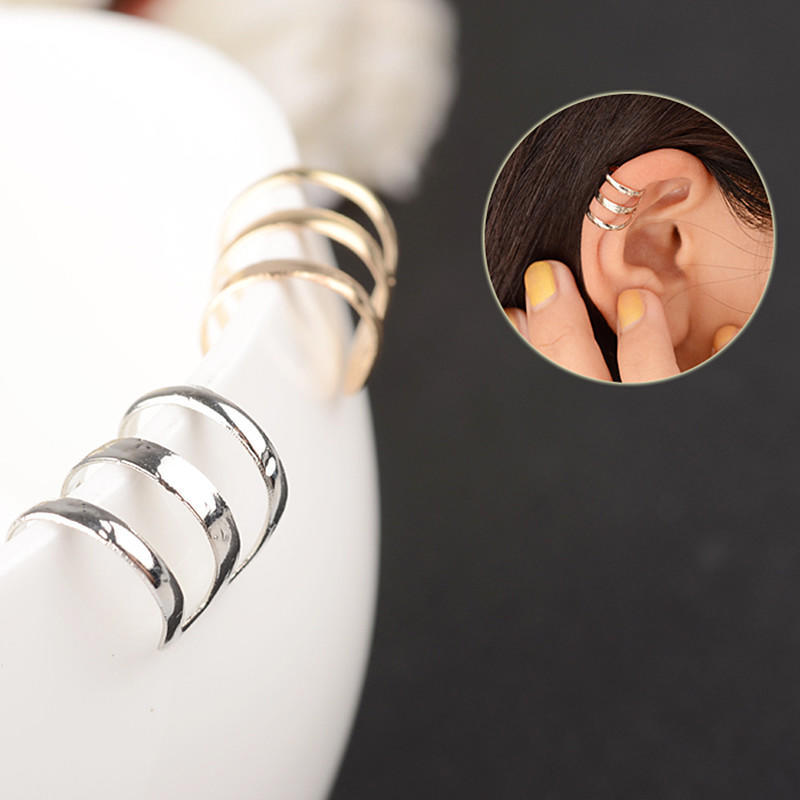 Gold Ear Cuff without Piercing Ear Clips for Women Simple Metal Clips On Punk Personality Clip Earrings Party Gift