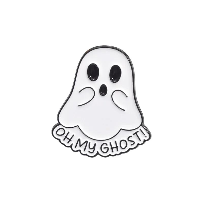 Halloween Punk Ghost Collected Enamel Pin Custom Spooky Boo With Black Cat Brooches Clothes Lapel Badge Jewelry Gift for Friends