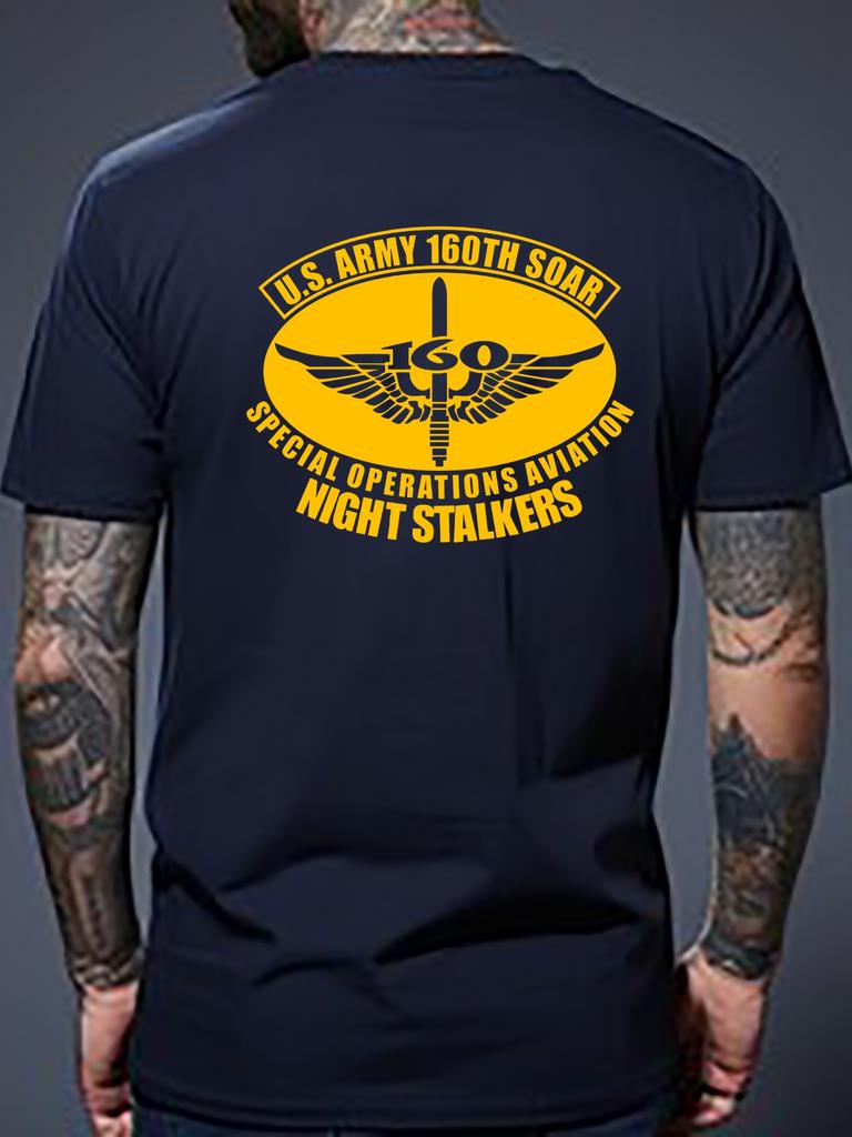 US Army 160th Soar Night Stalkers Grafik T-Shirt 100% Baumwolle O-Ausschnitt Kurzarm Sommer Freizeit Herren T-Shirt Streetwear