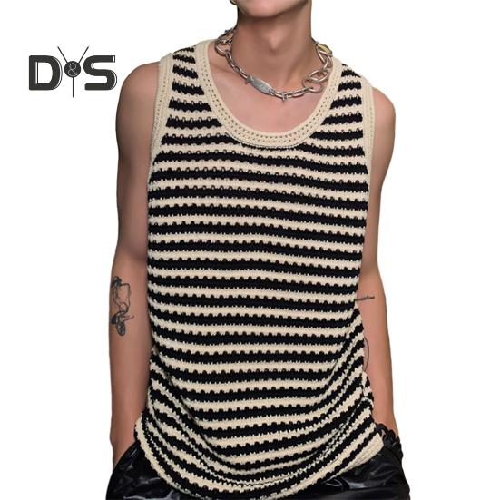 

Мужской летний жилет контрастного цвета в полоску с принтом, вязаный свободный пуловер без рукавов с круглым вырезом, повседневный дышащий спортивный уличный топ на бретелях XL абрикосовый