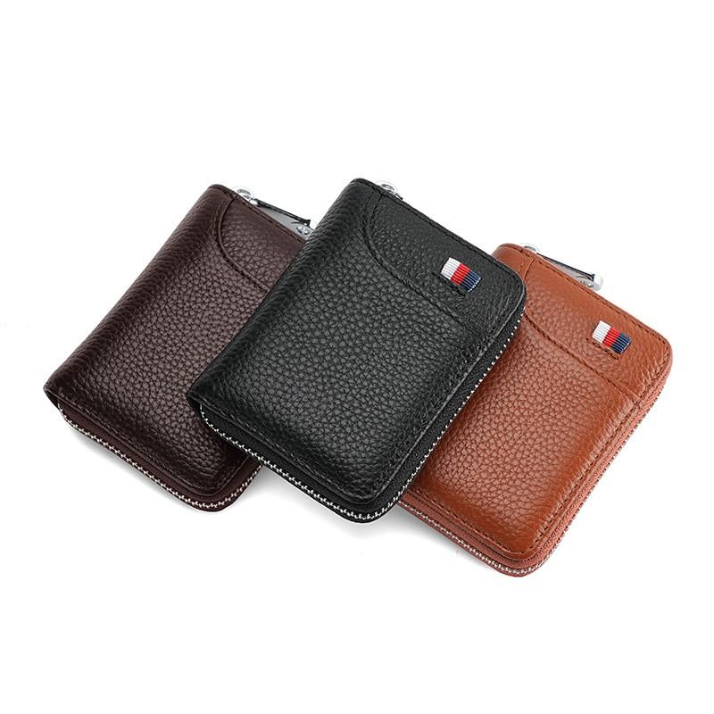 RFID Blocking Leather Card Holder Wallet Men Women 20 Slot Expandable Organizer With Zipper Pocket