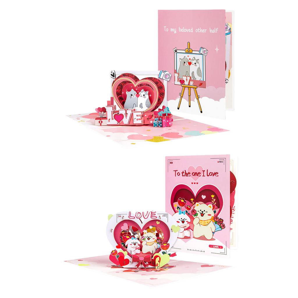 Greeting Card with Envelope 3D Popup Picture Frame Animal Card Birthday Card Valentine's Day Present for Girlfriend