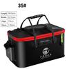 New 30-50cm Fishing Bucket EVA Foldable Carrying Handle Collapsible Live Fish Box with Side Pocket and Zipper for Travel Camping