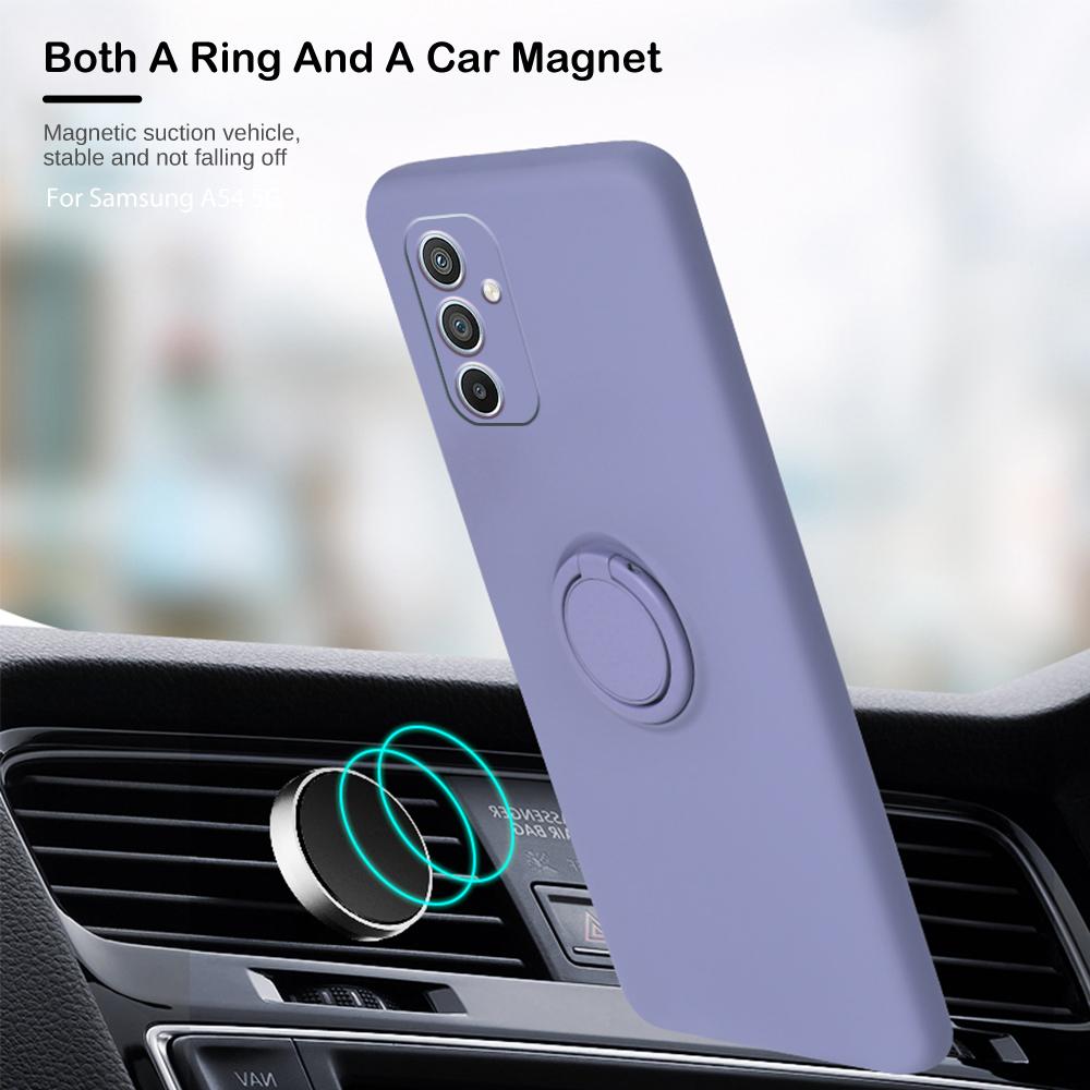 Liquid Silicone Phone Cases For Samsung A56 A16 A36 A26 A55 A15 A35 A54 A34 A14 A53 A52S Magnetic Ring Holder Cover With Lanyard