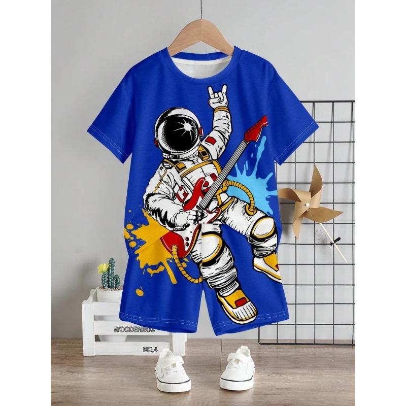 Directional Opening, Hot-Selling Model for Girls, Tie-Dye with Letter Print, T-Shirt and Shorts Suit, Casual Style