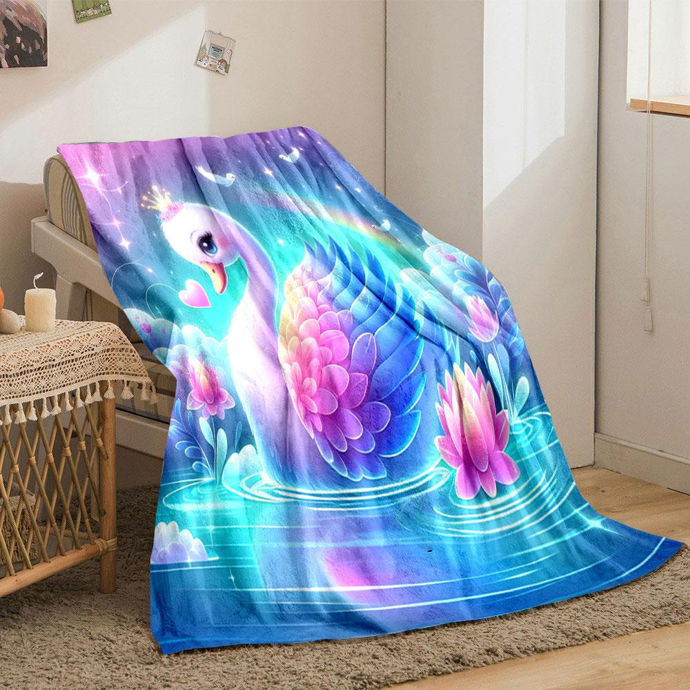 Majestic Swan with Rainbow Wings print blanket soft and cozy perfect for the living room bed sofa or a nap,gift