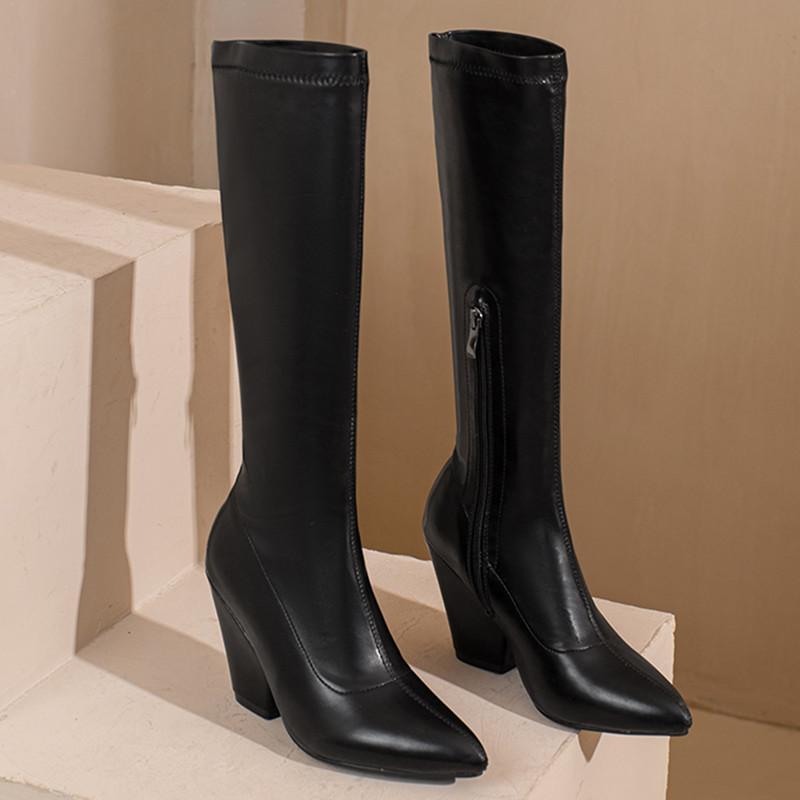 Elastic Thigh High Boots Women Shoes Autumn Winter Black Red White Wedge High Knee Boot Fetish Party Shoes Ladies Large Size