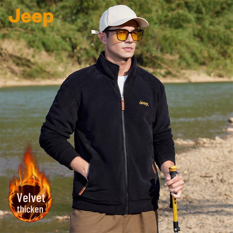 

JEEP Men s Thickened Fleece Lined Casual Cardigan 4XL