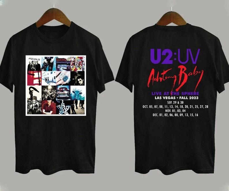 Vintage U2 Rock Band Warning Baby Live at Sphere Las Vegas Tour 2023 T-Shirt U2 XXXXL