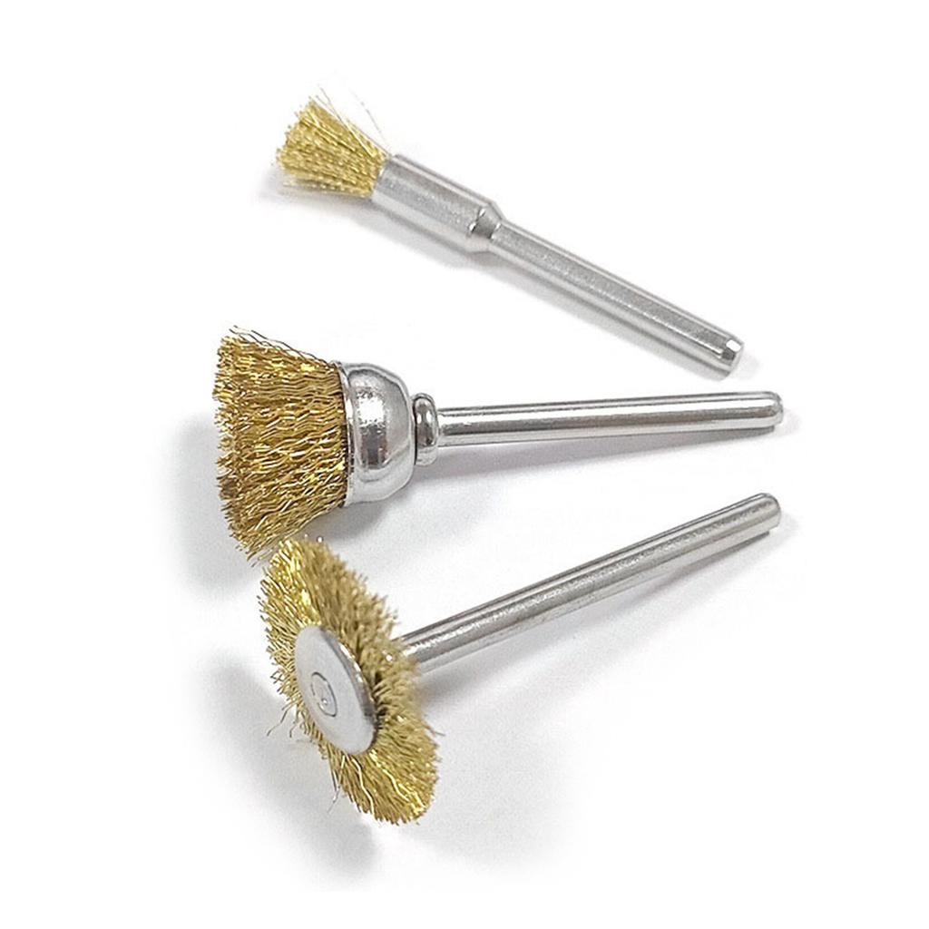 10pcs Copper Wire Wheel Brushes 3mm Mandrel For Precisions Cleaning And Rusts Removal For Metalwork And DIY Projects
