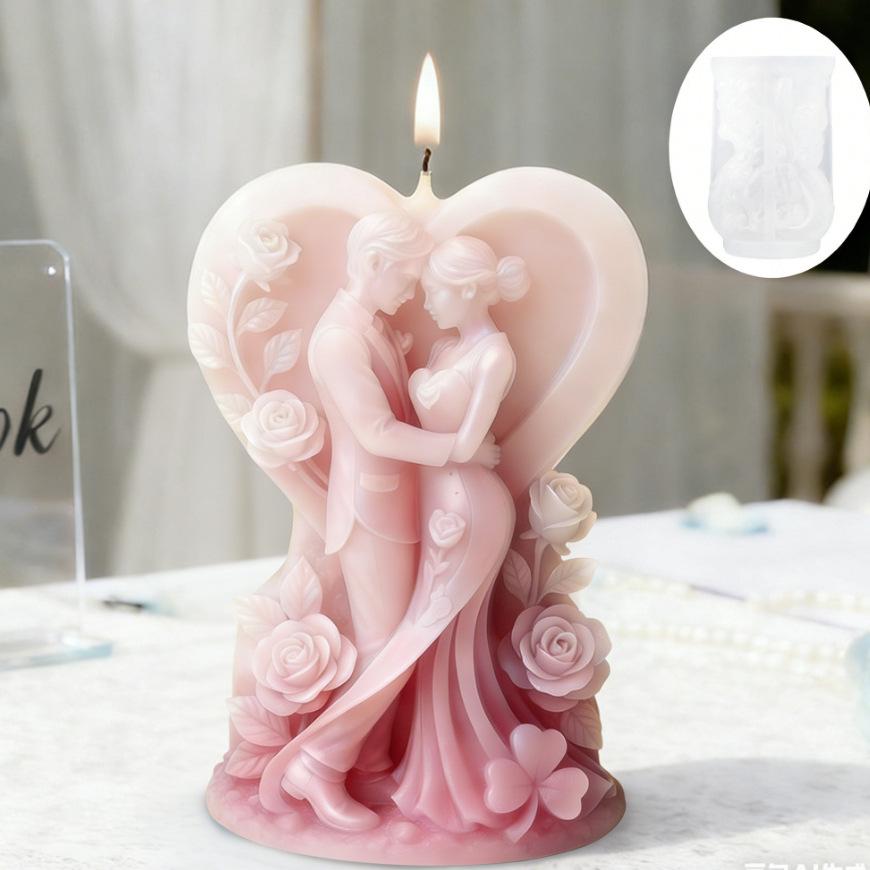 Wedding Decoration Mold Non-Stick Bride And Groom Candle Mold 3d Couple Silicone Mold Easy-Clean For Gift Candle Making Craft