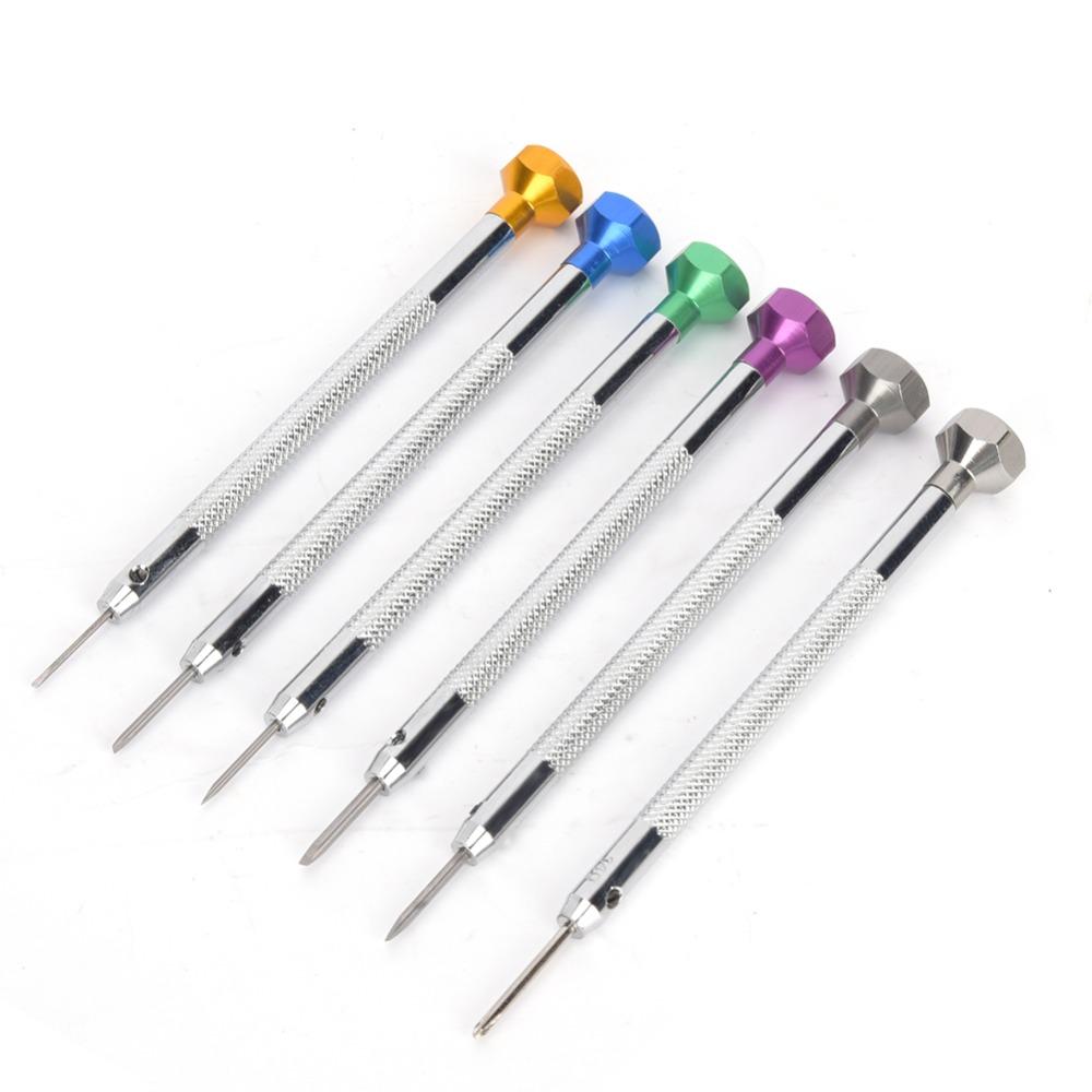 6pcs Silver Watch Screwdriver Aluminum Construction Watch Repair Tools  Watchmaking