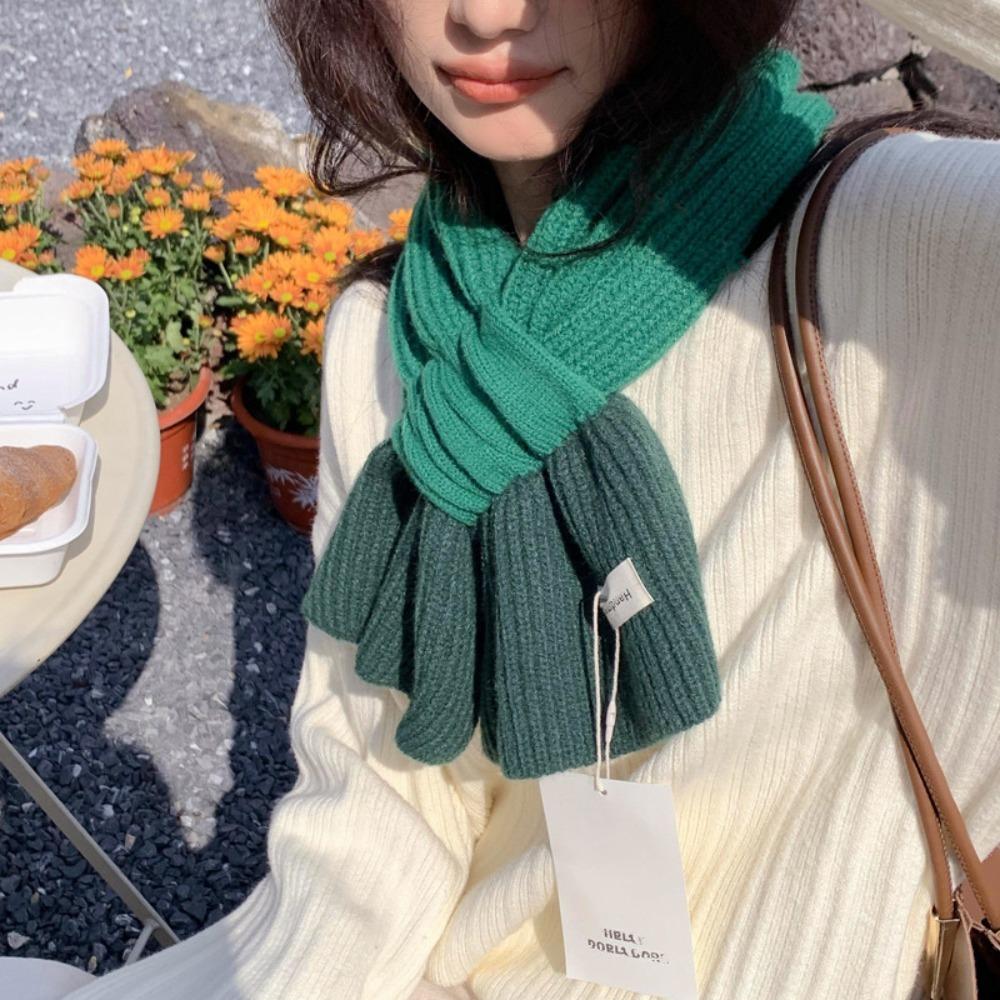 

Keep Warm Cross Scarf Windproof knitted Neckerchief New Neck Collar Women зелений