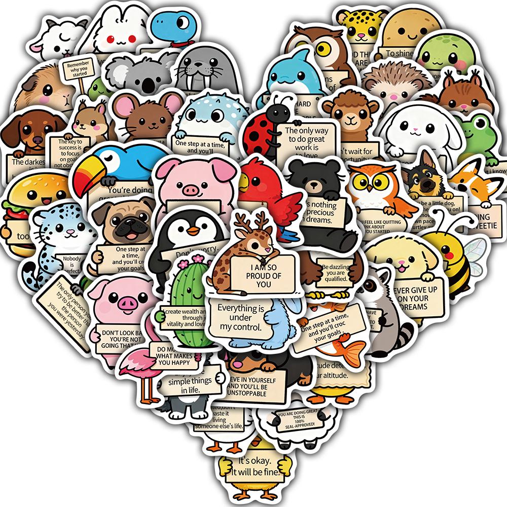

50/100PCS Funny Emotional Support Animals Sticker Waterproof Coffee Phone Laptop Coffee Car Skateboard Suitcase Decals Stickers