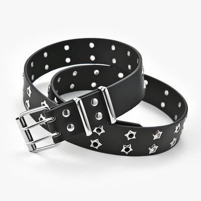Trend Hollowed Out Punk Leisure Belt Women's Fashion Star Air Eye Decoration Double Row Belt Women