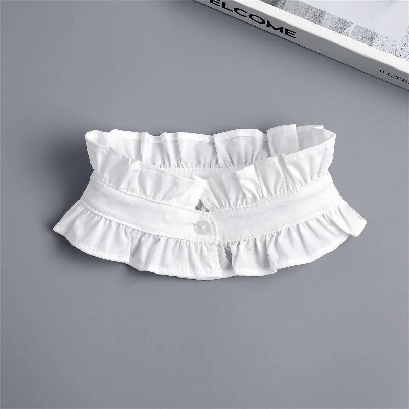 Women Pleated Ruffled Stand Detachable Collar Blouse Shirt Stand Collar Decorative Neck Ruff Choker Clothing Accessory