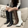 New Style Luxury Women High Heel Boot Sexy Knee High Boot Ladies Pointed Toe Side Zipper Shoes Fashion Knight Boot Zapatos Mujer