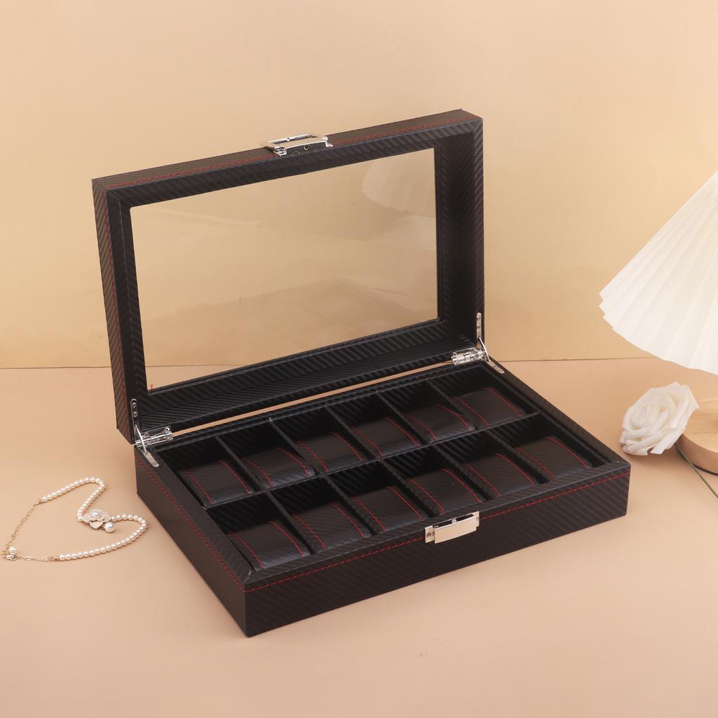3/6/10/12 Grids Luxury Carbon Fiber Watch Boxes Watch Organizers Top Quality Boxes for Men Women Watches Jewelry Display