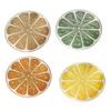 Lemon Slice Placemat Linen Heat Insulation Dining Mat Embroidered Round Orange Washable Placemat for Dining Table Decoration Protection
