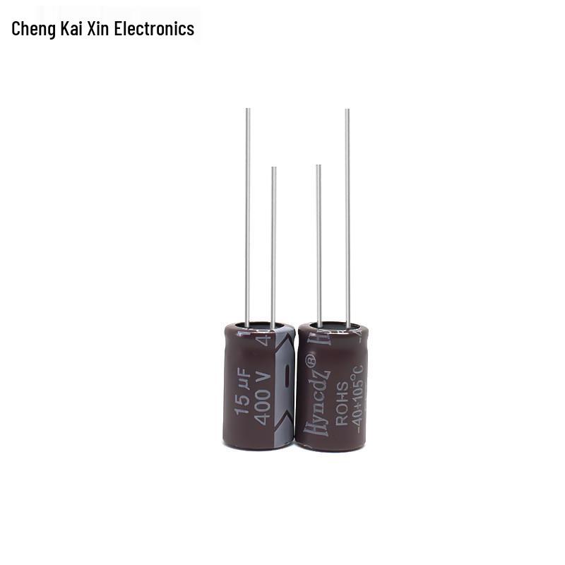 High-Frequency 400V 15uF 10x17mm Brown Aluminum Electrolytic Capacitor - Surge-Resistant PET Material