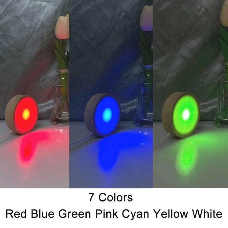 Xiaomi 6/8/10CM Round Wooden LED Night Light Base 3D Decorative Wooden Holder Display Stand For Crystals Glass Ball Acrylic Decoration