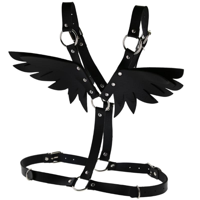 Women Gothic Sexy Leather Angel Body Harness Belt Angel Wings Harness Waist Belt