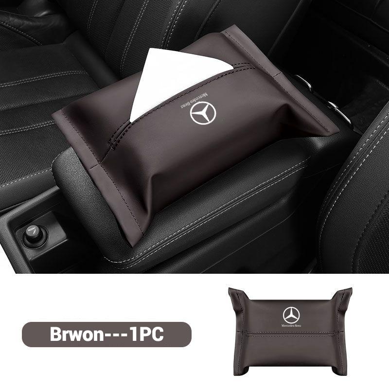 WAM3 1pcs Car Tissue Box Interior Leather Paper Tissue Storage Box For MERCEDES BENZ W211 W204 W210 W203 CLA GLA Interior Accessories
