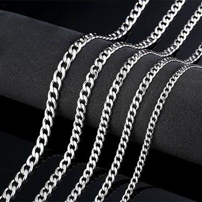 2-10mm Stainless Steel Curb Cuban Chain 45-90cm Necklace Woman Man Never Fade