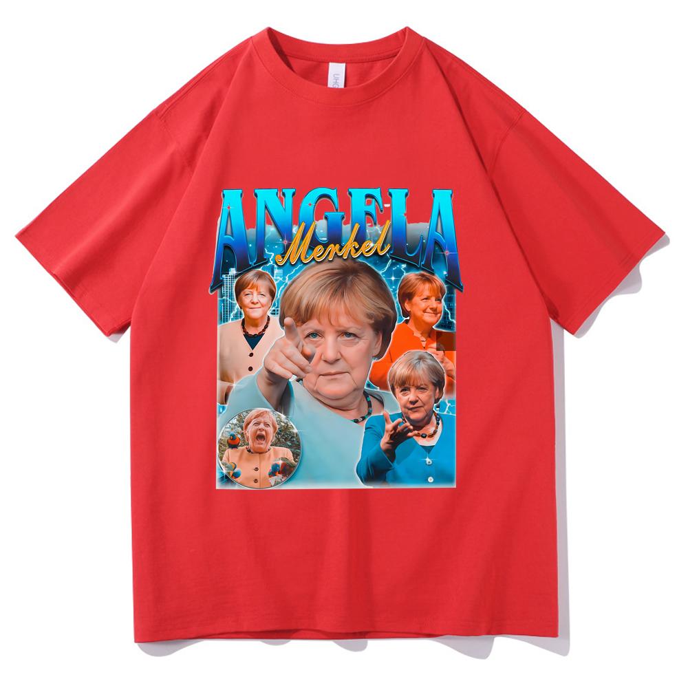 

Angela Merkel 90s Vintage Graphic Tshirt Men Summer Casual Oversized Short Sleeve Tees Unisex Fashion Soft Cotton Streetwear S