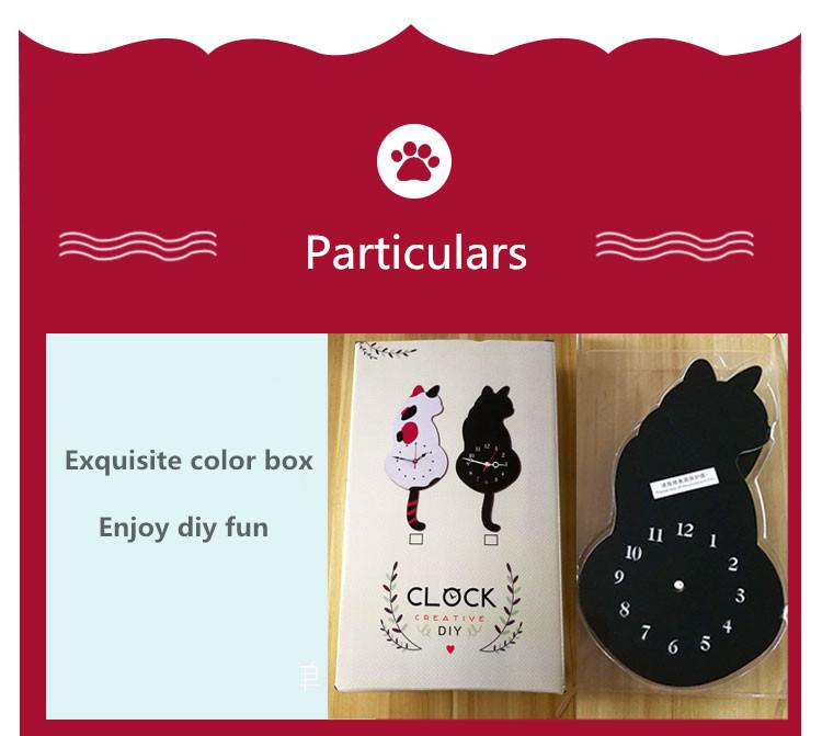 Cartoon Kitten Tail-Wagging Wall Clock for Children's Room and Living Room Decor