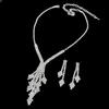 New Sparkling Diamond Cross Bridal Necklace Earrings Two-piece Wedding Banquet Jewelry Set Wedding Dress Accessories