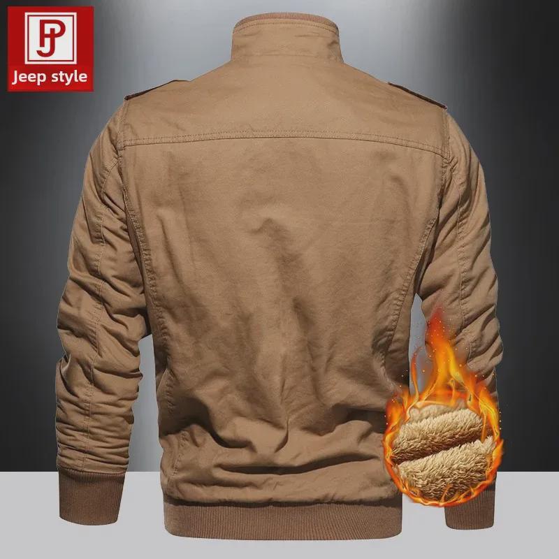 Men's Plus Velvet Thickened Cotton Jacket - Stand Collar, Washable, Large Sizes, for Autumn and Winter.