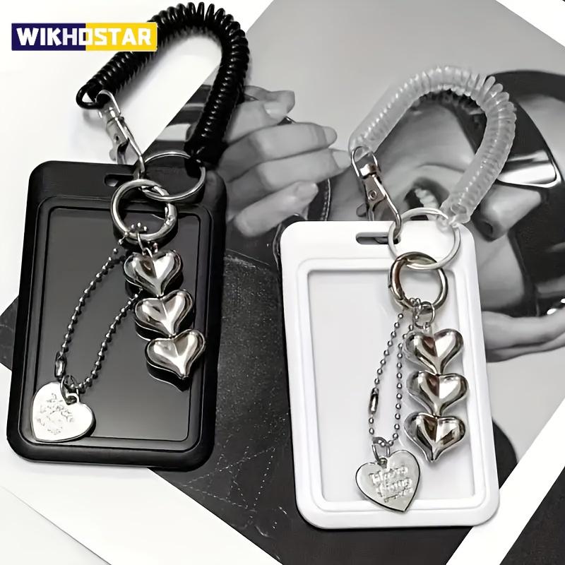 1pc Heart-shaped bus card holder with keychain, Office and schoo lID Protective Sleeve, Protect your bank card and IDProtected from da